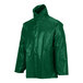 A green Tingley SafetyFlex rain jacket with a hood.