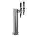 A Micro Matic stainless steel cold brew coffee tower with two taps.