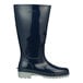 A Tingley women's navy waterproof knee boot with a rubber sole.