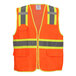 A Tingley Hi-Vis orange safety vest with yellow and grey reflective stripes.