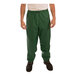 A man wearing green Tingley Storm-Champ rainsuit pants.