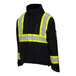 A black Tingley Cold Gear insulated work jacket with yellow and silver reflective stripes.