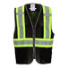 A Tingley black mesh safety vest with yellow and black reflective stripes.