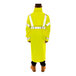 A man wearing a Tingley yellow raincoat with reflective tape.