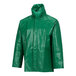 A green Tingley SafetyFlex rain jacket with a hood.