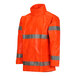 A Tingley Comfort-Brite orange rain jacket with reflective stripes.