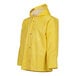 A yellow Tingley Webdri rain jacket with a hood and zipper.