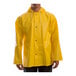 A person wearing a Tingley yellow Webdri rain jacket.