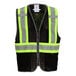 A black mesh Tingley hi-vis safety vest with yellow and black reflective stripes.