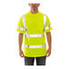 A man wearing a Tingley hi-vis lime safety shirt.