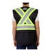 A man wearing a Tingley hi-vis safety vest with X-back reflective tape.