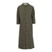 A Tingley olive drab Magnaprene long raincoat with black buttons and a hood.
