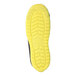 The yellow sole of a Tingley Workbrutes steel toe overshoe.