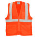 An orange Tingley high visibility safety vest with white reflective stripes.