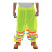 A person wearing Tingley hi-vis lime mesh pants with reflective tape.