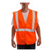 A person wearing a Tingley hi-vis orange safety vest with reflective stripes.