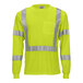 A yellow long sleeved Tingley safety shirt with reflective stripes.