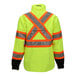A yellow Tingley Icon industrial work jacket with black, orange, and grey reflective stripes.