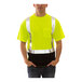 A man wearing a Tingley hi-vis yellow safety shirt with black front panel.