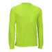 A close up of a long sleeved lime green Tingley safety shirt with a pocket.