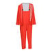 An orange Tingley rainsuit with a jacket and overalls.