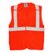 An orange Tingley Job Sight safety vest with white reflective stripes.