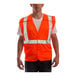 An orange Tingley Job Sight safety vest with reflective stripes.