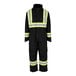 A black Tingley work suit with yellow reflective stripes.