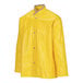 A yellow industrial work jacket with a zipper.