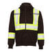 A black Tingley Job Sight zip-up sweatshirt with yellow reflective strips.