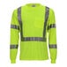 A Tingley hi-vis lime long sleeve safety shirt with reflective stripes.
