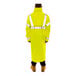 A person wearing a Tingley yellow industrial work coat with reflective tape.