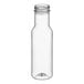 A clear plastic 8 oz. PET sauce bottle with a black lid.