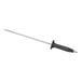 A Mercer Culinary knife sharpening steel with a long white and black handle.