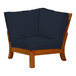 A Three Birds Casual Monterey navy corner sectional chair with navy cushions.