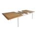 A Three Birds Casual teak dining table with open extension boards.