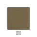 An olive brown solid plastic urinal partition panel with the number 923 in brown.
