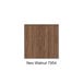 An ASI Accurate Partitions Neo Walnut plastic laminate urinal partition with wood grain.