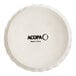 An ivory Acopa fluted porcelain dish with a logo.
