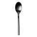 A Oneida Chef's Table demitasse spoon with a black handle on a white background.