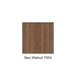 An ASI Accurate Partitions black neo walnut urinal partition with a wood grain finish.