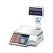 A white CAS CL-5500 Series electronic pole scale on a counter with a black screen.