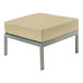 A white square Three Birds Casual Avanti sand ottoman with a white cushion.