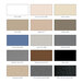 A white powder-coated steel color palette with different shades of gray.