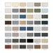 A color chart showing different color options for ASI Accurate Partitions Moisture Guard Liquid Glass Plastic Laminate.