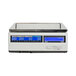 A white rectangular CAS CL-5500 Series customer-facing label printing bench scale with a blue display.