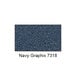 A navy blue plastic laminate urinal partition with navy graphix.