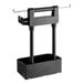 A black metal BBQ caddy with two handles.