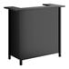 A Lancaster Table and Seating portable bar with a black finish and top shelf.