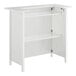 A Lancaster Table and Seating wood portable bar with a vintage white finish and shelves.